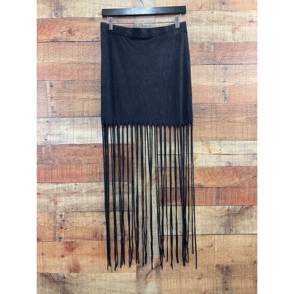 Black Fringe Mini Skirt With Long Tassels S - Picture 4 of 7
